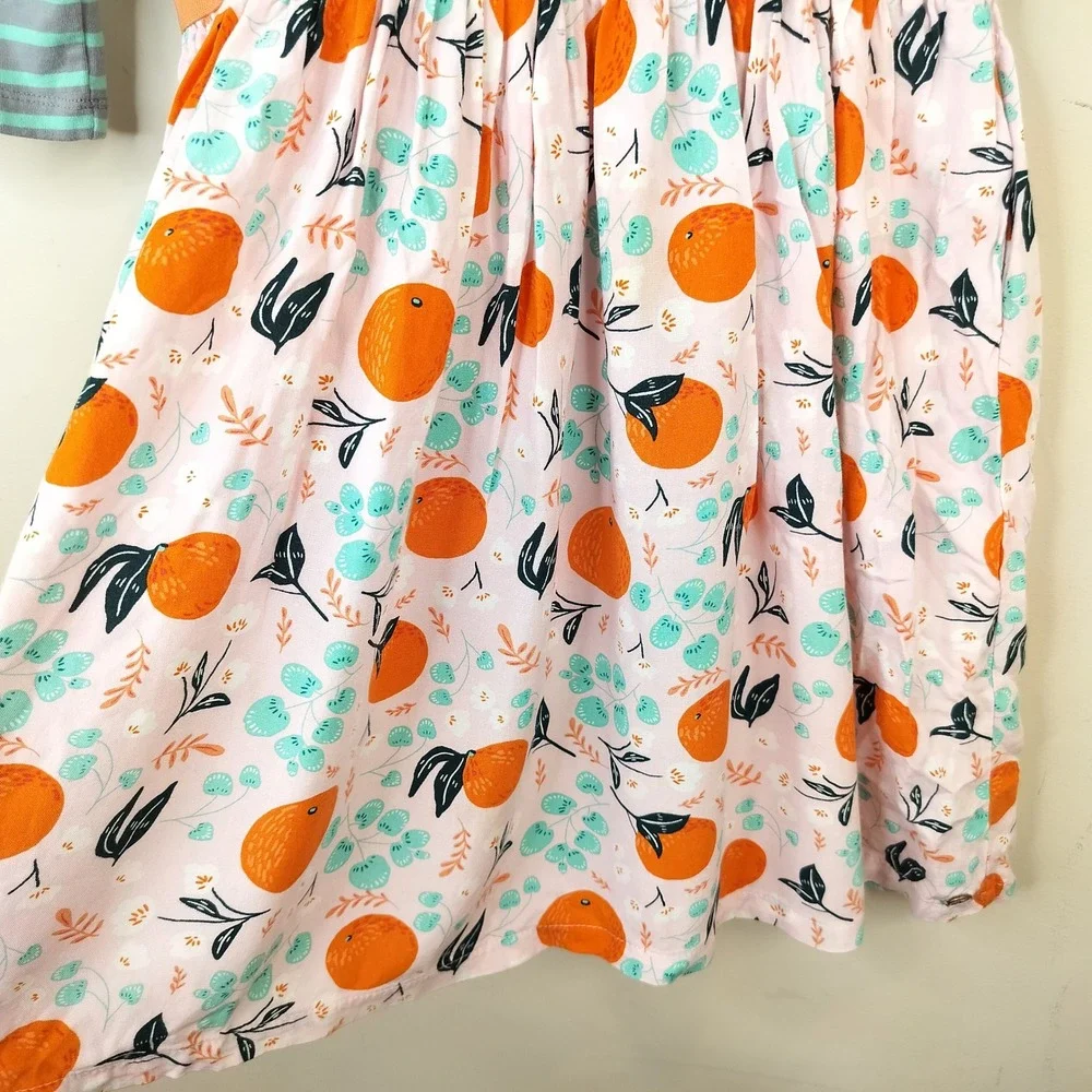 Matilda Jane Joanna Gaines Dress 12 Girls Fresh Squeezed Oranges Striped Floral